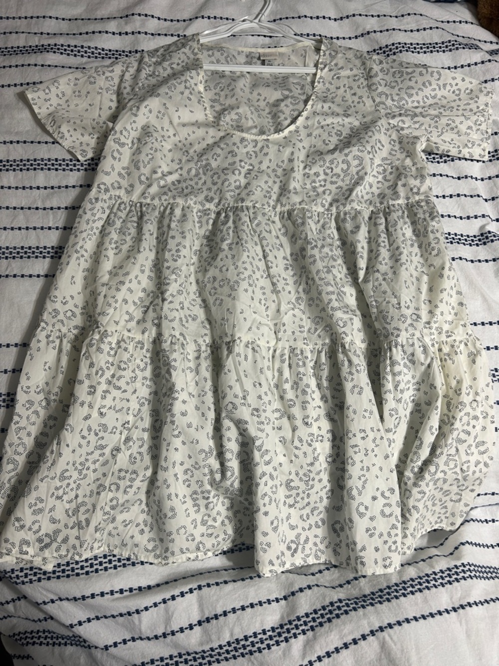 a new day White Dress with Black Dot Leopard Print